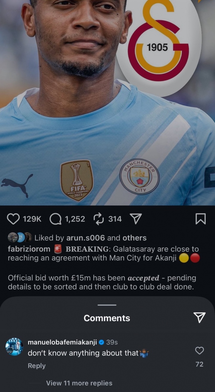 澳客app-阿坎吉现身罗马诺评论区，一脸茫然表示毫不知情